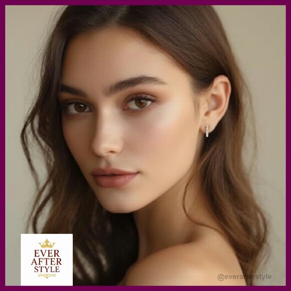 Moissanite Hoop Earrings Hypoallergenic Sterling Silver Gold Plated Studs - Picture 7 of 8